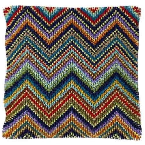 Latch Hook Pillow Making Kit - Rainbow Chevron