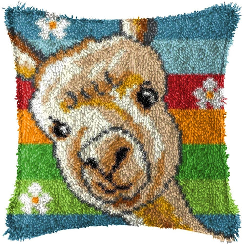 Latch Hook Pillow Making Kit - Rainbow Llama