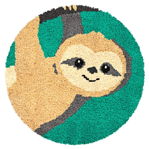 Latch Hook Rug Making Kit - Circle Cute Hanging Sloth 50x50cm