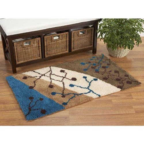 Latch Hook Rug Making Kit - Coffee Blue Blossom 85 X 60 cm