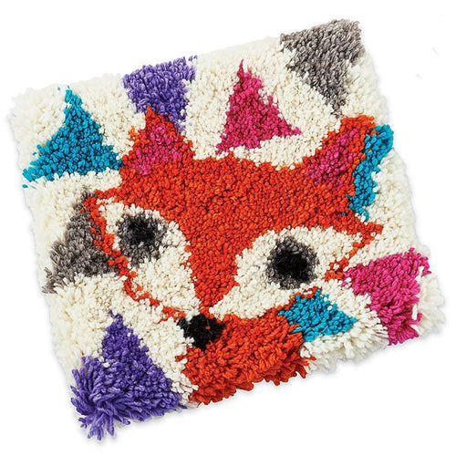 Latch Hook Rug Making Kit - Cute Geometric Fox 40x50cm