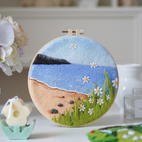 Needle Wool Felt Painting Craft Kits With Frame - Beachside