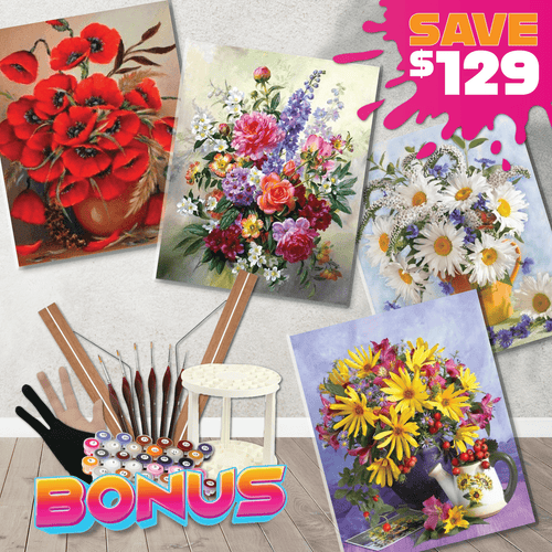 Paint By Numbers Starter Bundle - Bright Flower Vases