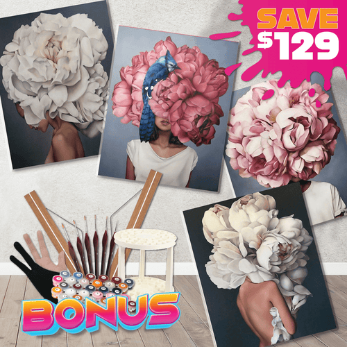 Paint By Numbers Starter Bundle - Lady Flower Bunch Head