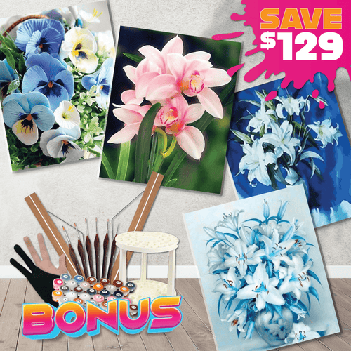 Paint By Numbers Starter Bundle - Still Life Flower Vases