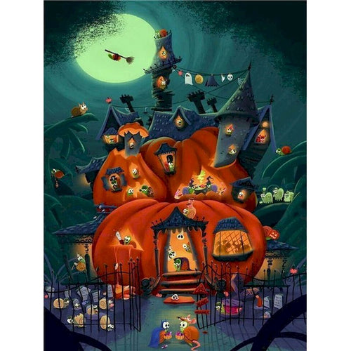 Painting By Numbers Halloween Pumpkin Haunted House