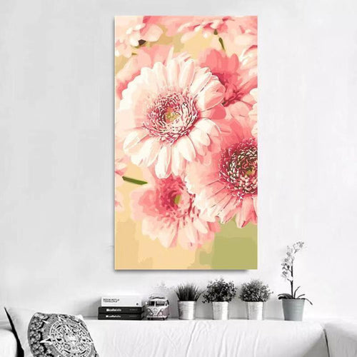 Panoramic Paint By Numbers Kit - Vintage Pink Flowers