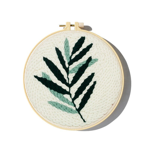 Punch Needle Embroidery Kit - Green Leaf