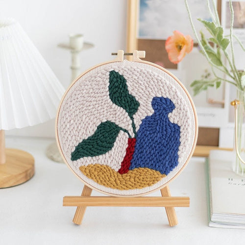 Punch Needle Embroidery Kits for Beginners - Blue Vase