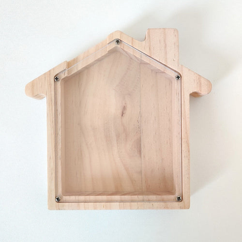 Wooden House Money Box