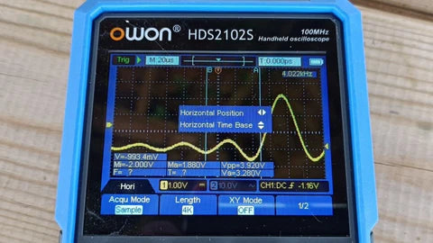 Detailed oscilloscope measurements display