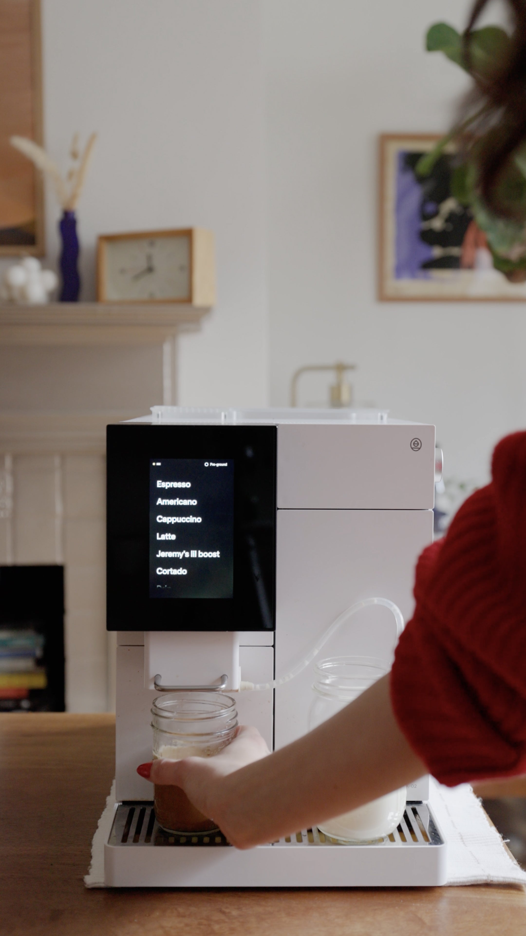 Woman grabbing glass on white TK-02 