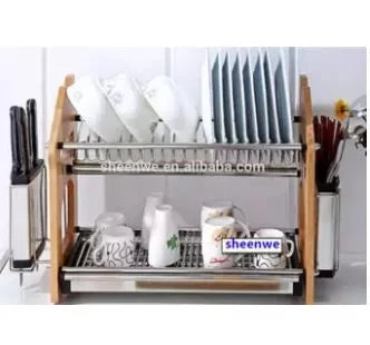 JUNYUAN junyuan hanging dish drying rack wall mount with utensil holder,  kitchen dishes plate shelf organizers with removable drain b