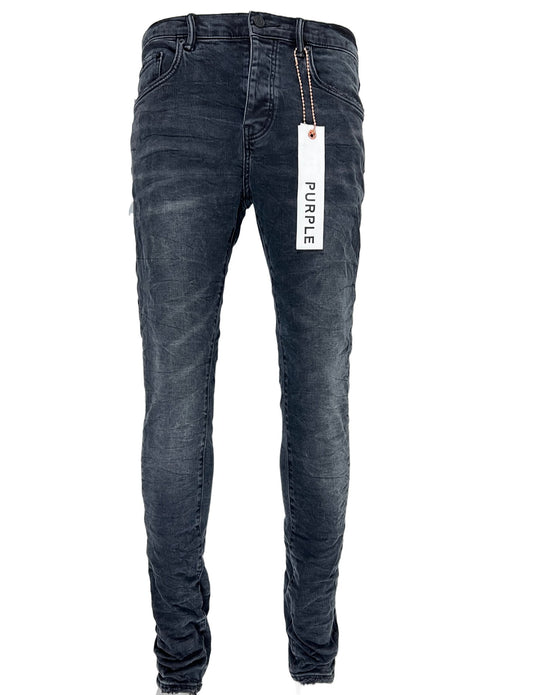 Purple Brand Black Skinny Jeans With Rips In Stretch Cotton Denim