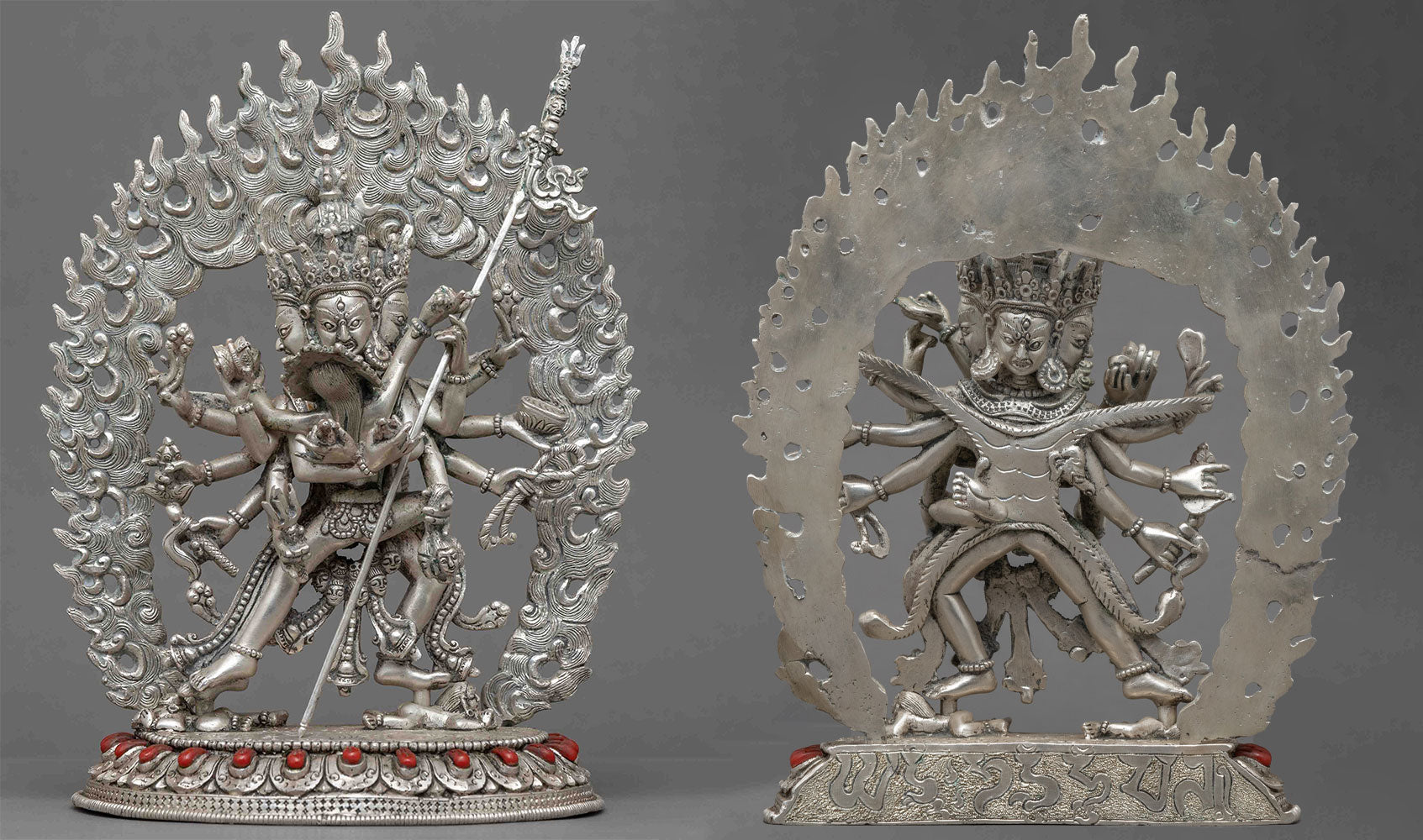 12 armed charkasamvara silver statue