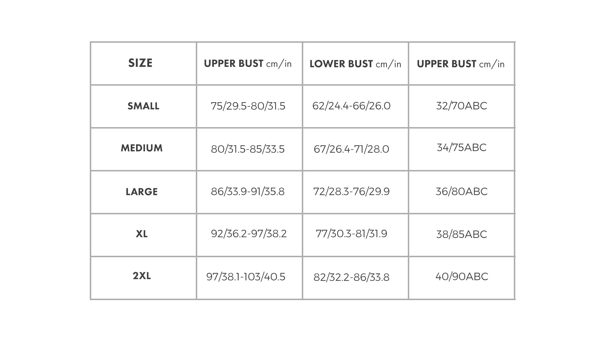 Backless Bra Size Chart bosombuddy