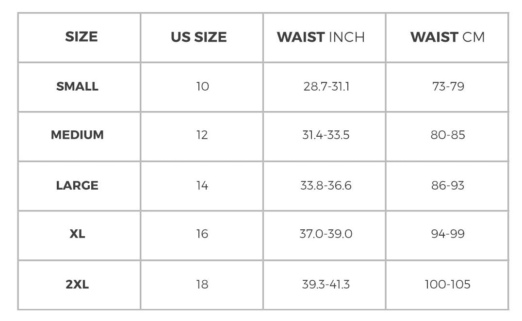 Shape Waist Trainer Size Chart | bosombuddy