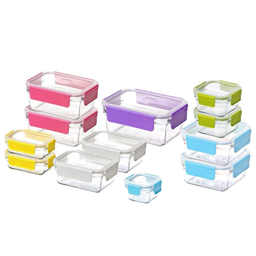 Snaplock Lid Tempered Glasslock Storage Containers 12pc set Round~Microwave  & Oven Safe Spill Proof