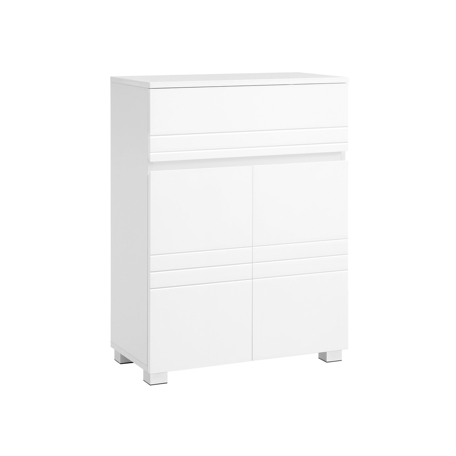 Image of Songmics - vasagle Bathroom Cabinet, Sideboard Cabinet, with Drawer, 2 Doors, Adjustable Shelf, for Hallway, 60 x 30 x 80 cm, White BBK140W01