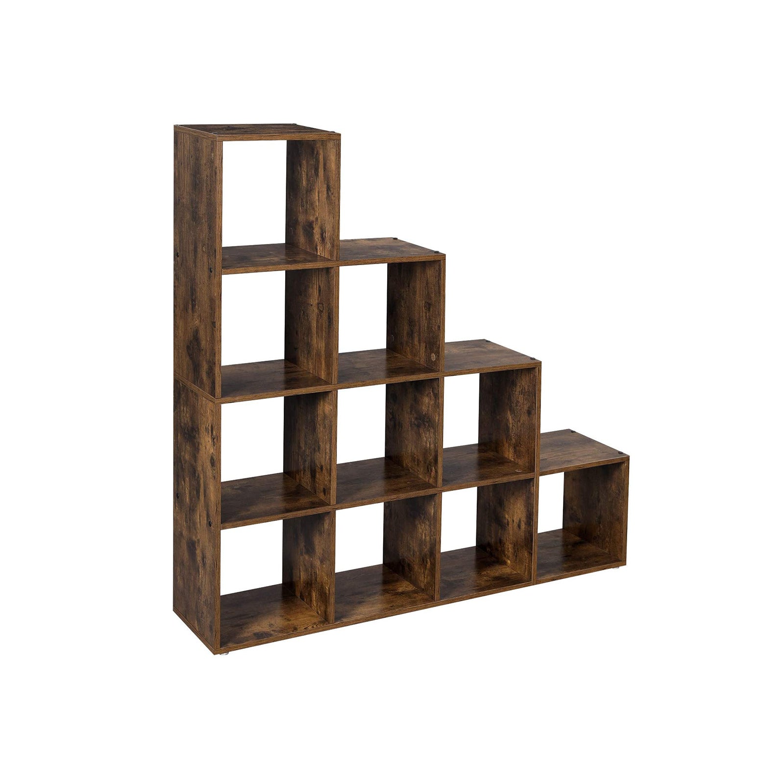 Stair Shaped Cube Organiser, Rustic Brown