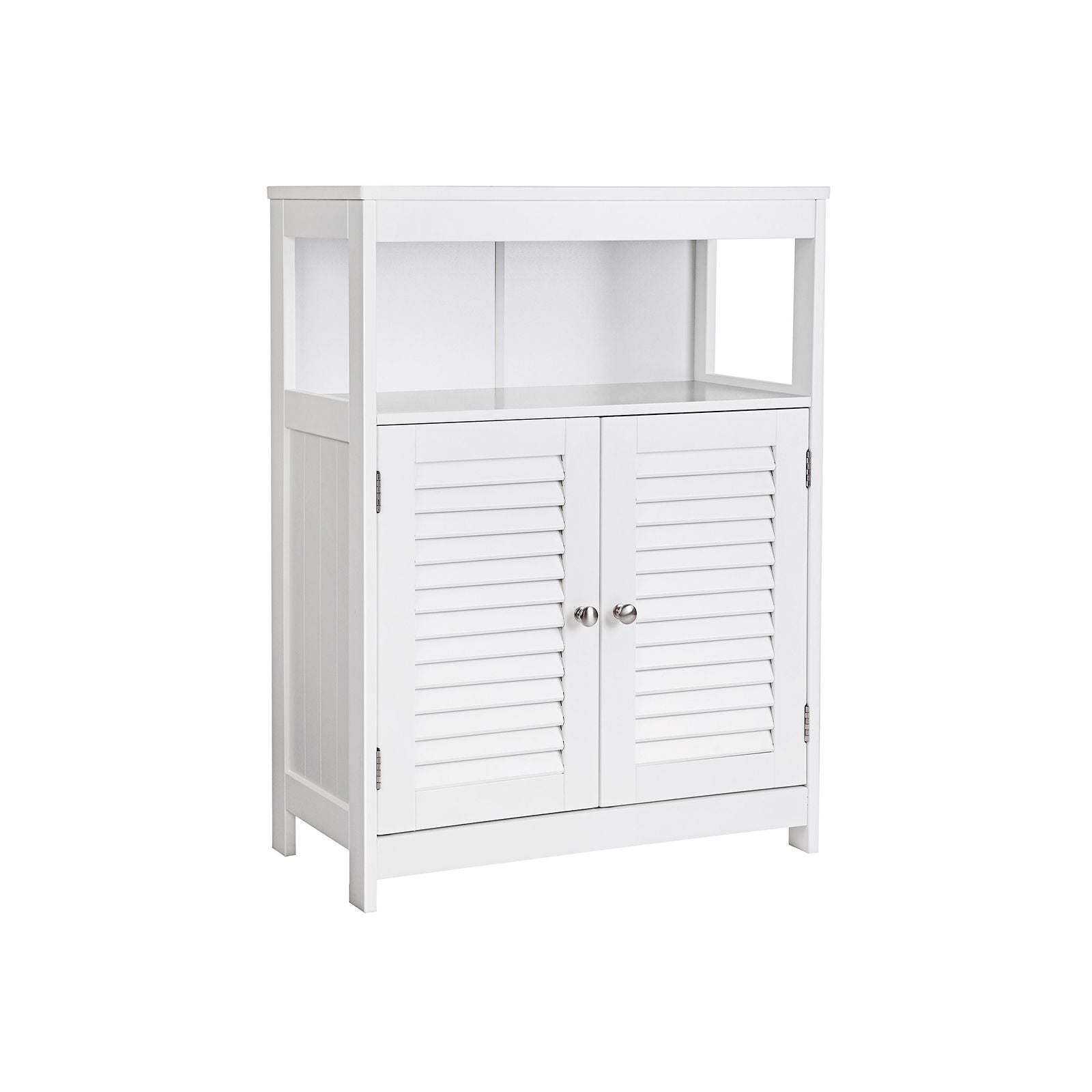 Image of Songmics - vasagle Wooden Bathroom Floor Cabinet Storage Organizer Rack Cupboard Free Standing with Double Shutter Door White by BBC40WT