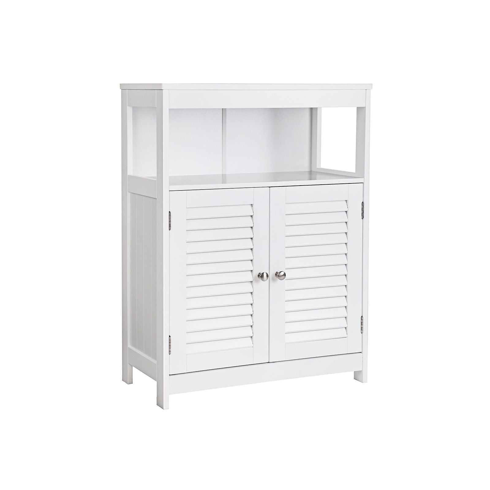 Image of Vasagle Wooden Bathroom Floor Cabinet Storage Organizer Rack Cupboard Free Standing with Double Shutter Door White by Songmics BBC40WT