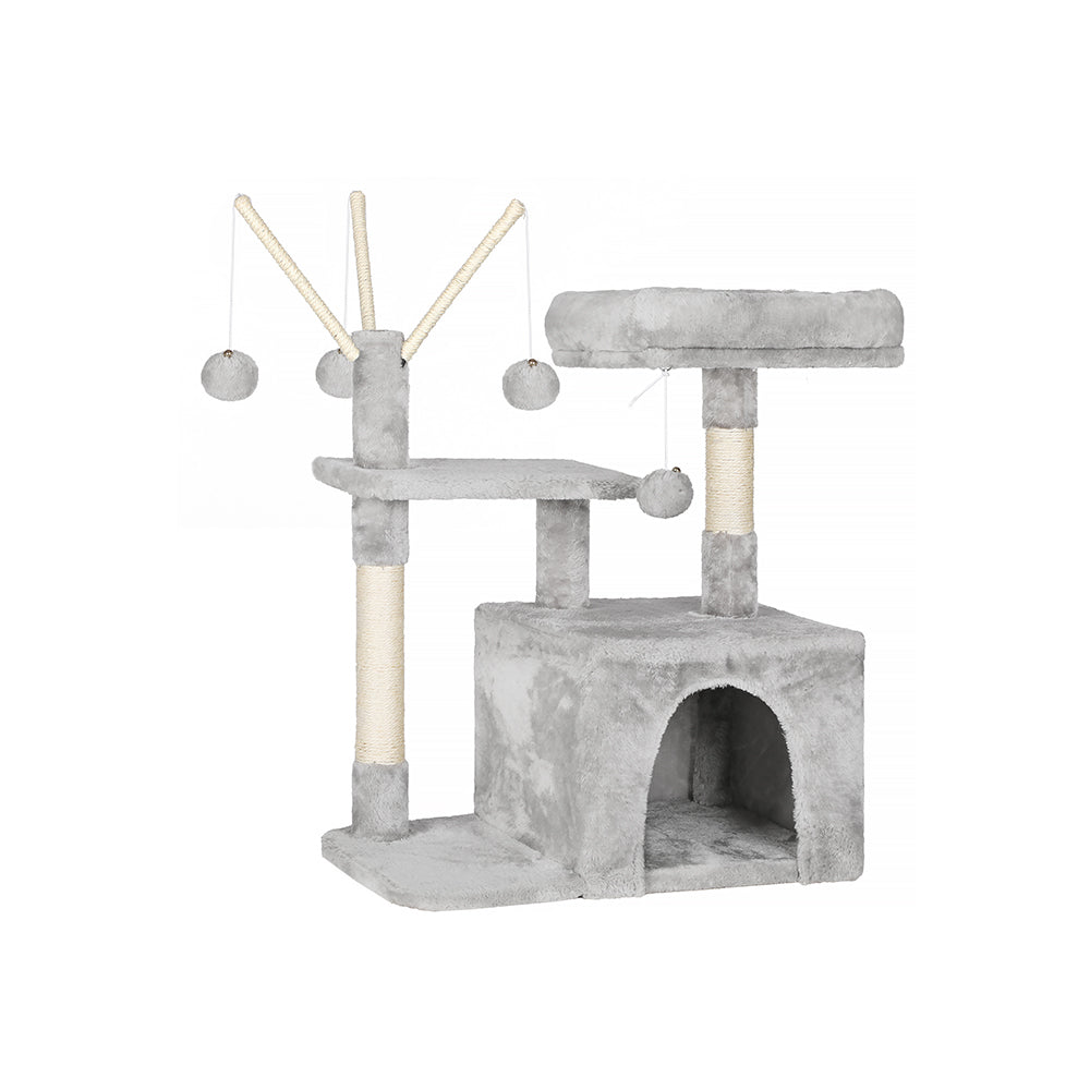 Image of FEANDREA Cat Tree for Kitten, Cat Condo, 72 cm, 3 Pompoms, Light Grey PCT121W01