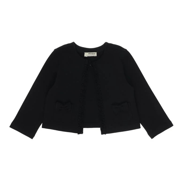 Bolero tricotat cu funda PANCO - Chic, Negru, pentru fetite