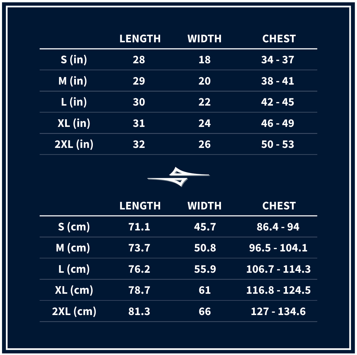 4iCe® Icon Elite Boxing t-shirt size chart