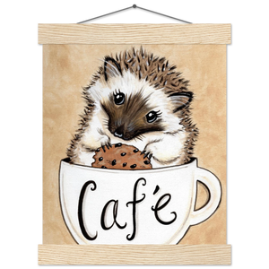 Adorable Hedgehog in Coffee Cup Poster with Hanger – Perfect Kitchen Decor - Outta the Blue Studio