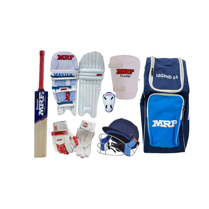 MRF Junior Kashmir Willow Harrow Cricket Kit Complete Set with Bat, Kit Bag, Gloves, Guards & Accessories