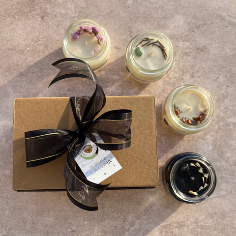 Kit te regalo la Luna: 4 velas aromáticas de cera de soya 100 g + ritual para intencionar el 2023