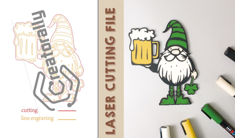 St. Patrick's Day inspired Gnome laser cutting file by Creatorally