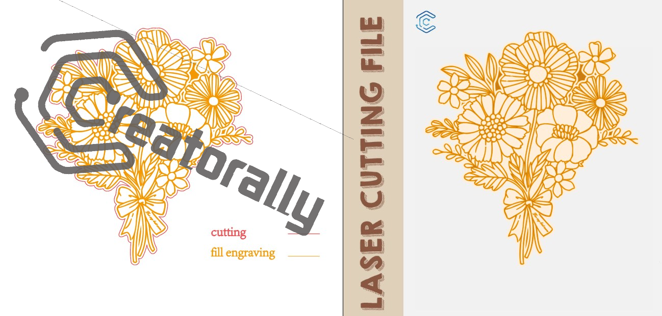 Bouquets Style 1 Springtime Greeting - Vibrant Floral Arrangement laser cutting file by Creatorally