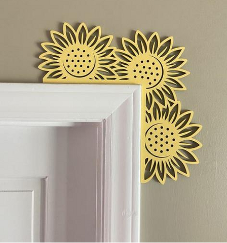 Blooming sunflower door corner decoration
