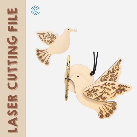 2 Style dove cash gift holder hanging laser cutting file by Creatorally