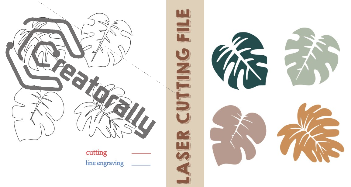 Tropical Plant Home Decor Laser Cutting File - Exotic Botanical Design laser cutting files by Creatorally