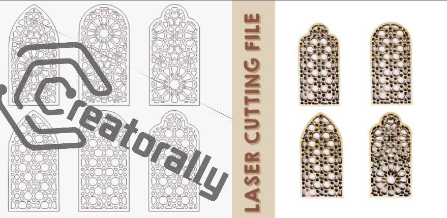 4 Styles Muslim Traditional Decoration Laser Cutting File - DIY Craft for Elegant Islamic Decor by Creatorally