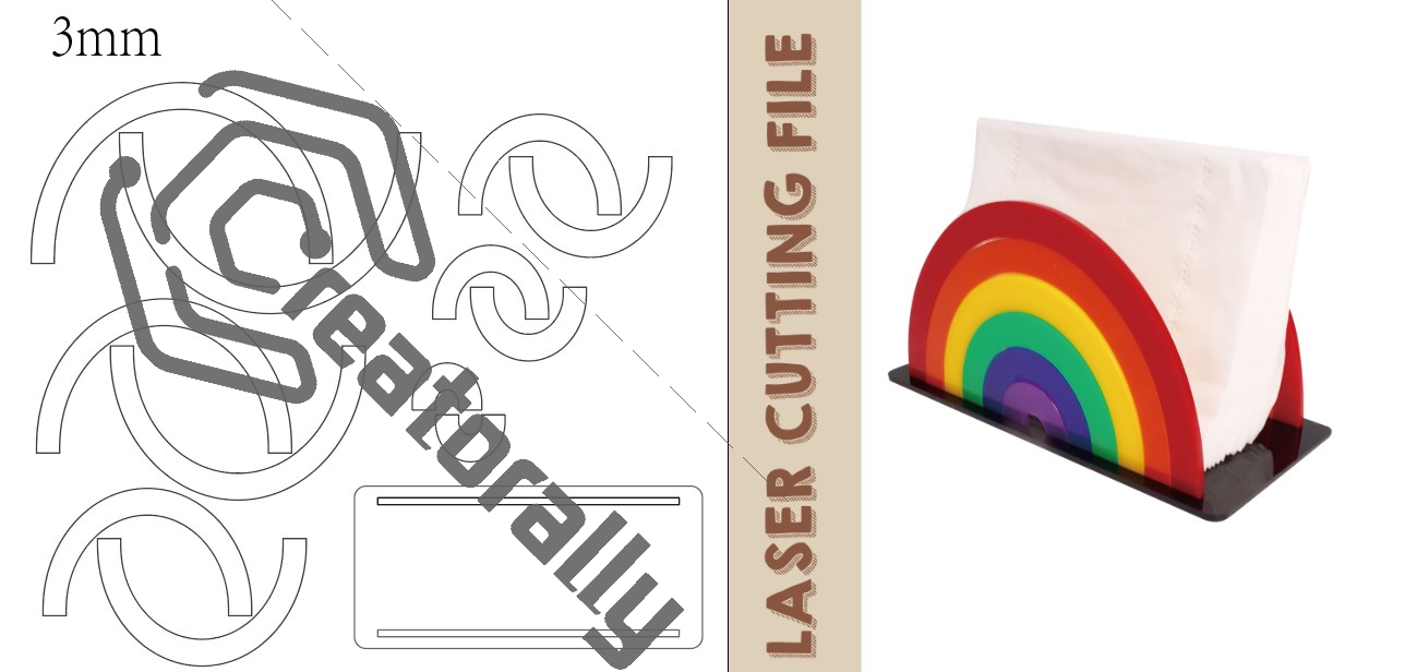 Rainbow Tissue Holder Laser Cutting File - Brighten Up Your Space with Colorful Organization by Creatorally