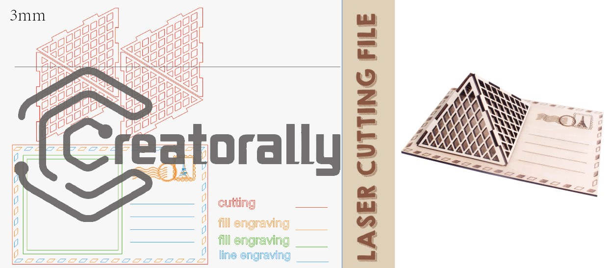 The Louvre Pyramid Postcard 3D Puzzle Laser Cutting File - DIY Craft for Art Enthusiasts by Creatorally