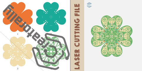 ST. PATRICK'S DAY Paddy's Day mandala style four-leaf clover laser cutting file by Creatorally