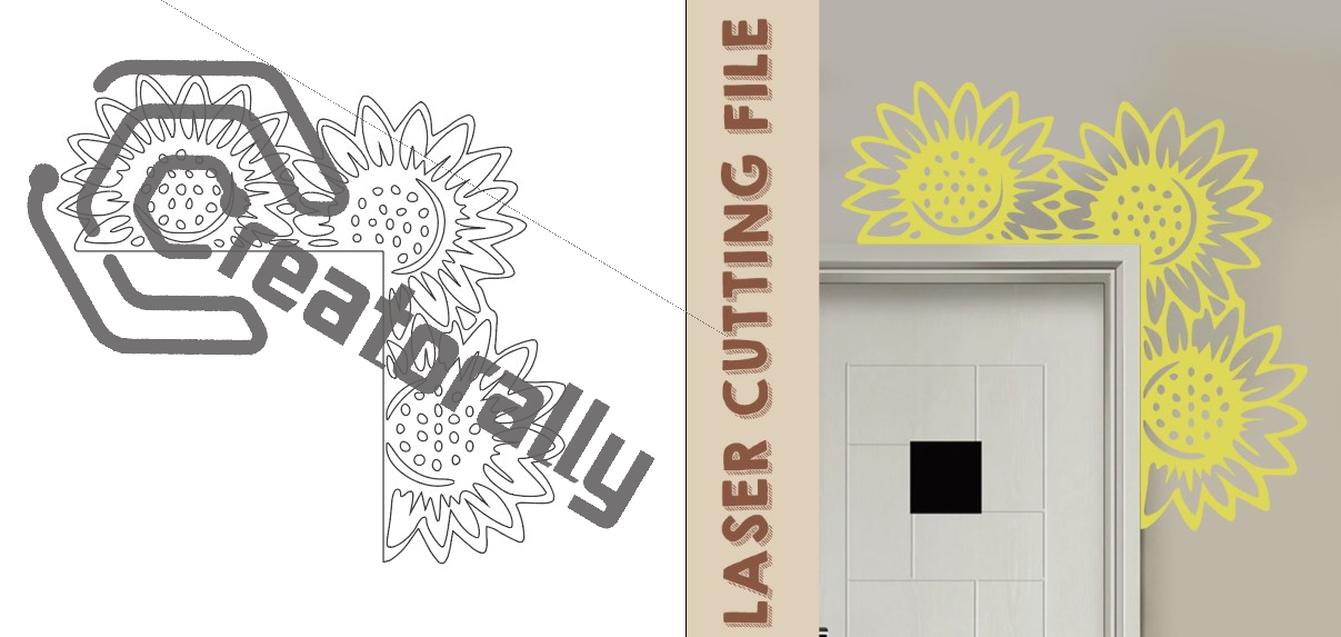 Sunflower Door Corner Home Decor - Bright and Cheerful Accent laser cutting files by Creatorally