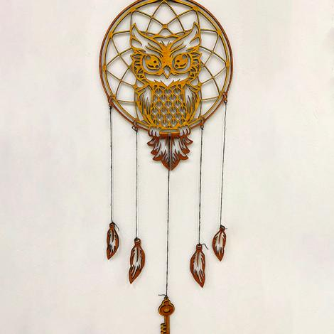 Owl-inspired wind chime hanging decor