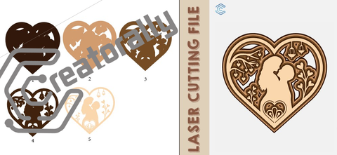 Express love 5-layer heart deco design laser cutting file by Creatorally
