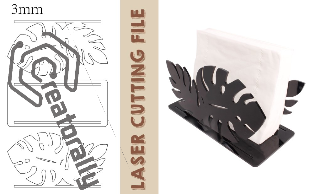 Monstera Deliciosa Tissue Holder Laser Cutting File - Bring Tropical Vibes to Your Tissue Organization by Creatorally