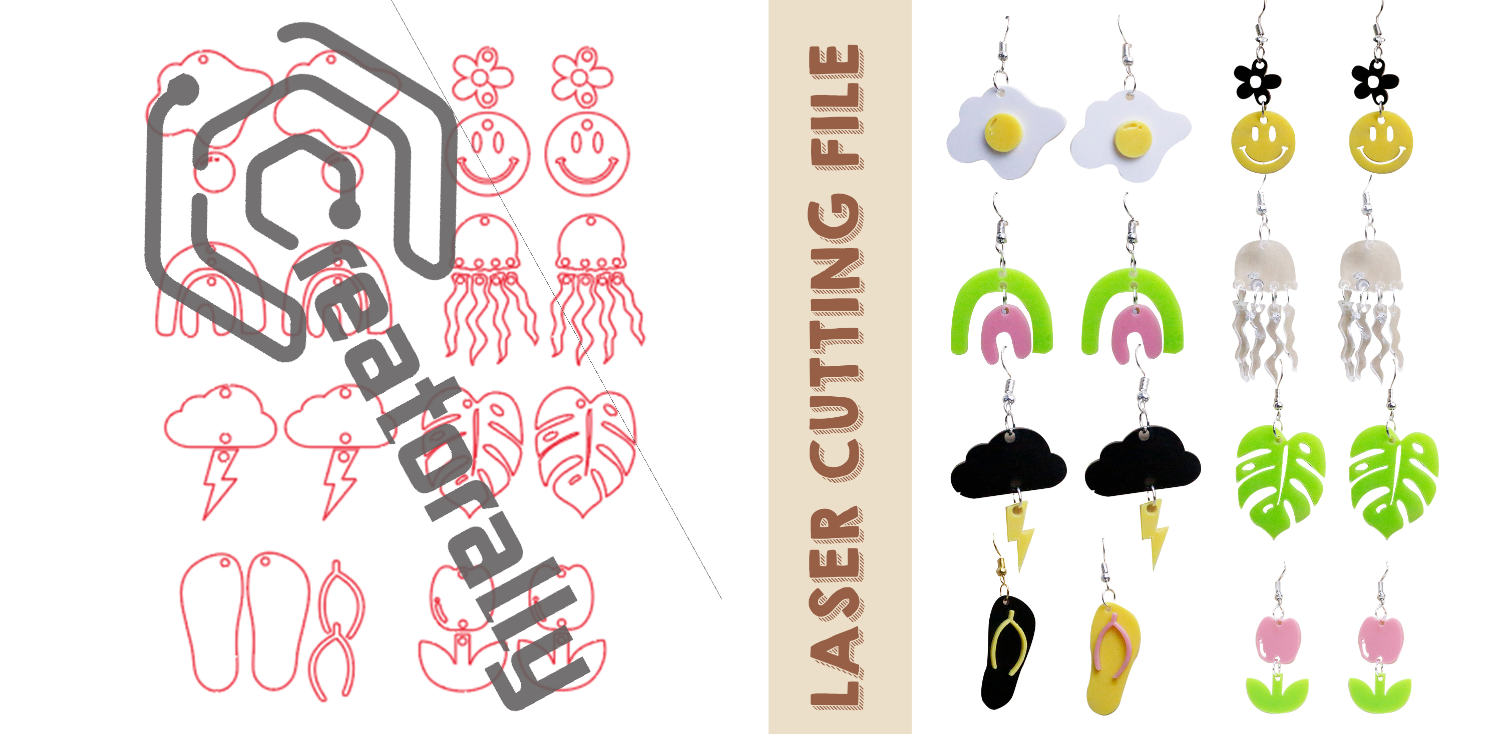 6-Style Earrings Laser Cutting File - Create Your Own Fashion Accessories by Creatorally