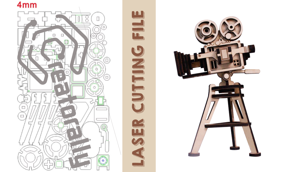 Retro Projector Laser Cutting File - DIY Craft for Vintage Enthusiasts by Creatorally