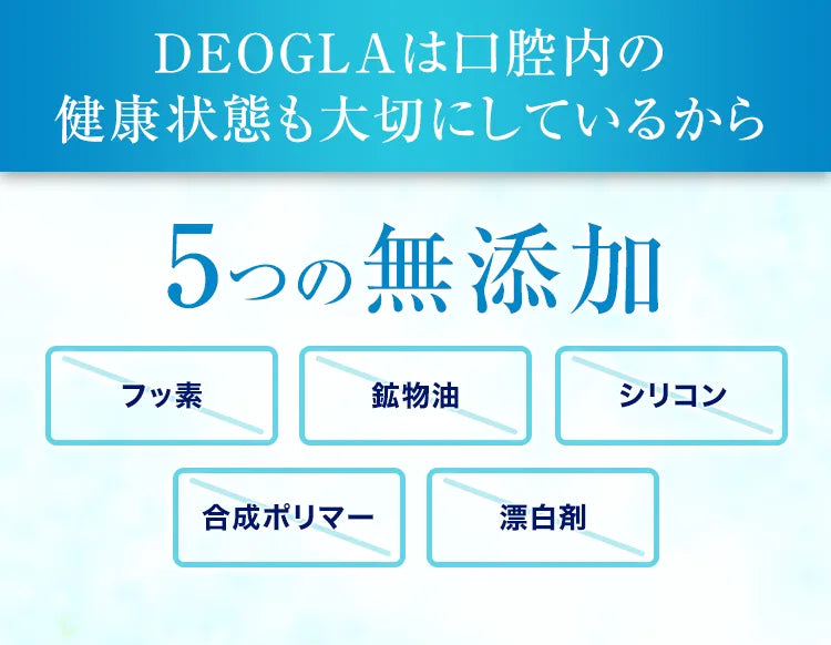 DEOGLAは口腔内の健康状態も大切にしているから