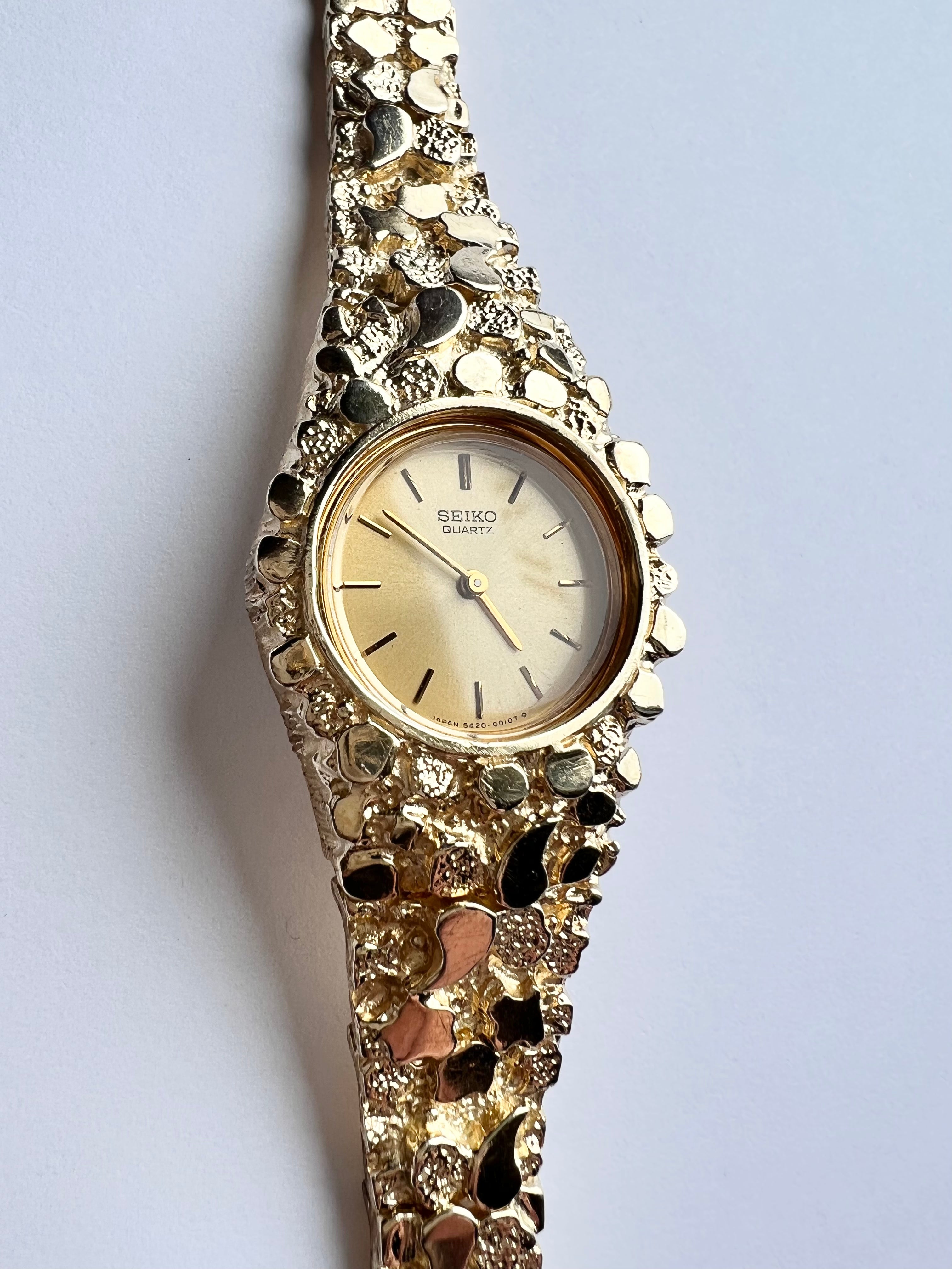 14K Solid Gold Nugget Seiko Watch – Goldie & Grace Collection