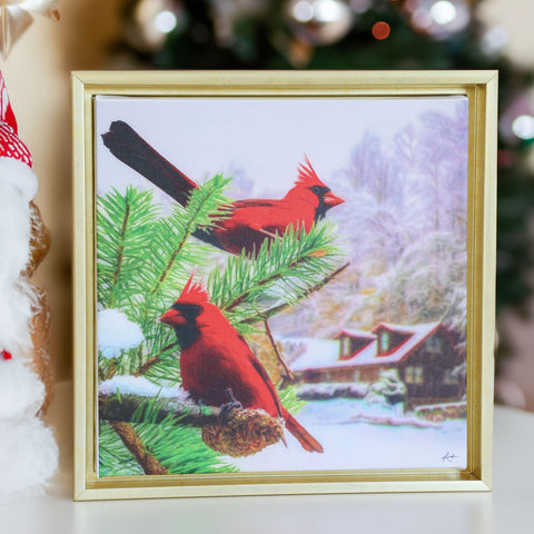 framed canvas print of red cardinal